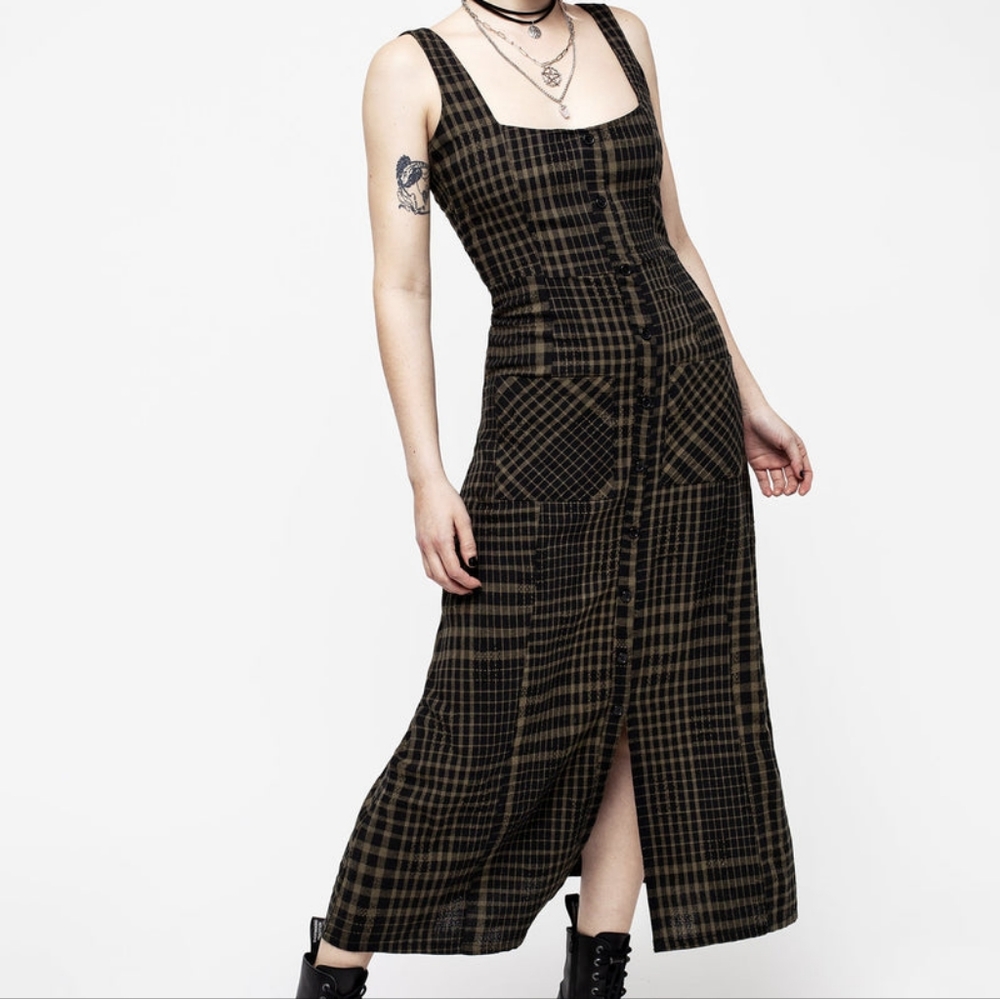 Disturbia Dropout Check Sleeveless Button-down Midaxi Dress
